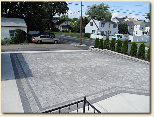 Large Paver Driveway with retaining wall